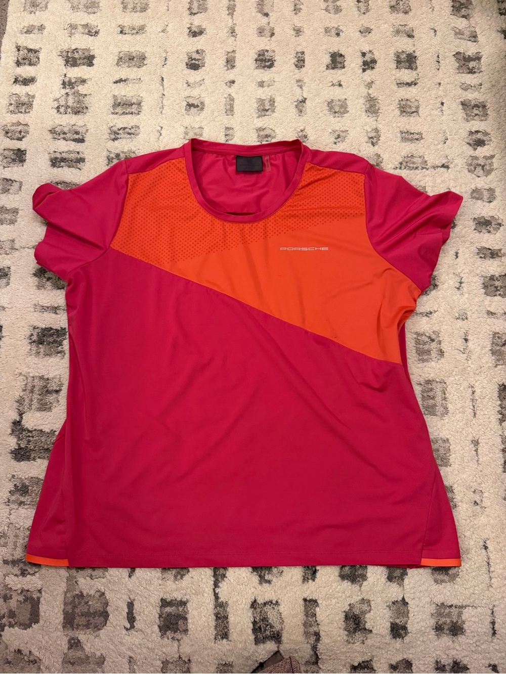 Porsche Design Pink and Orange Colorblock Short-Sleeve Performance Tee